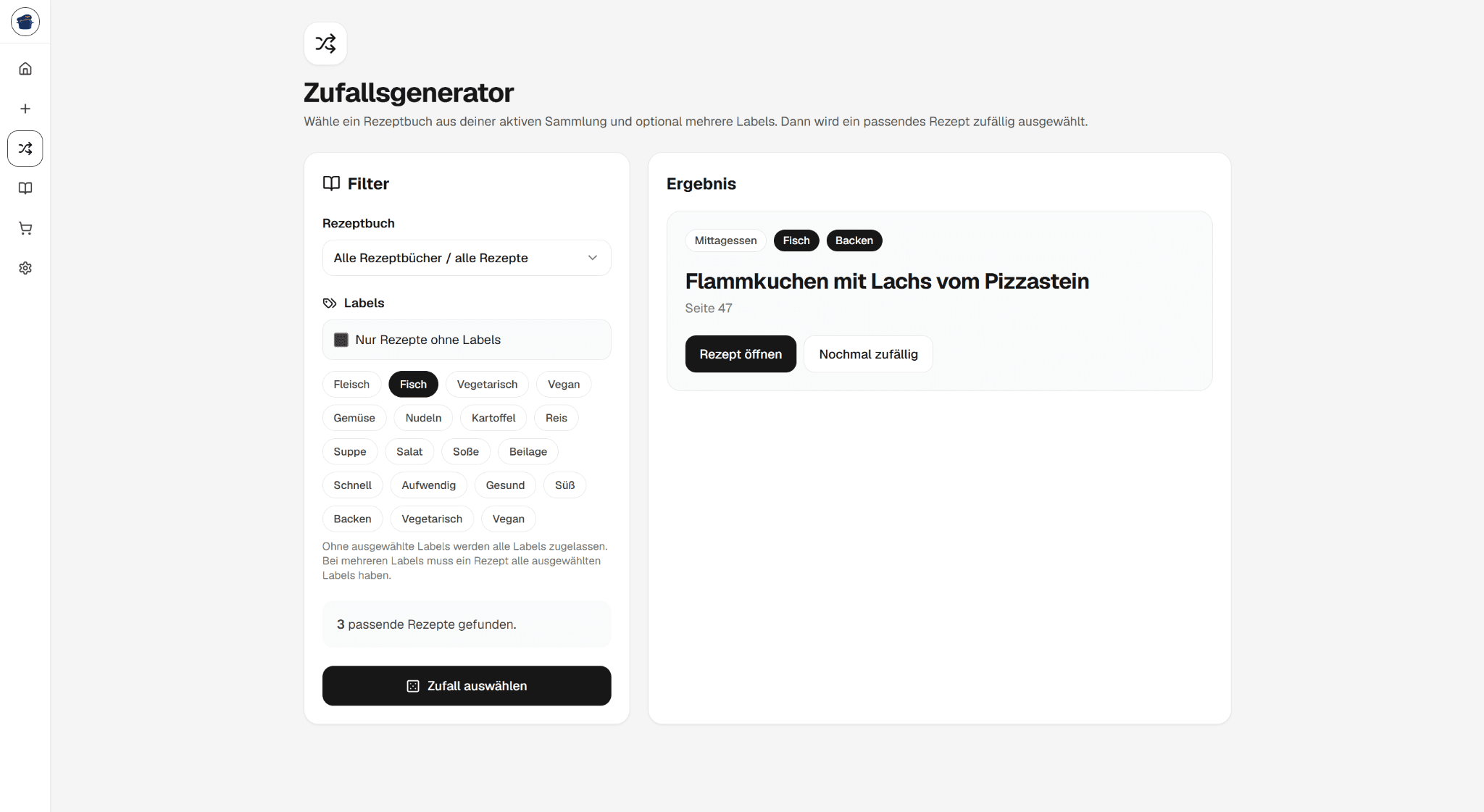 TopfPilot Zufallsgenerator für Rezepte